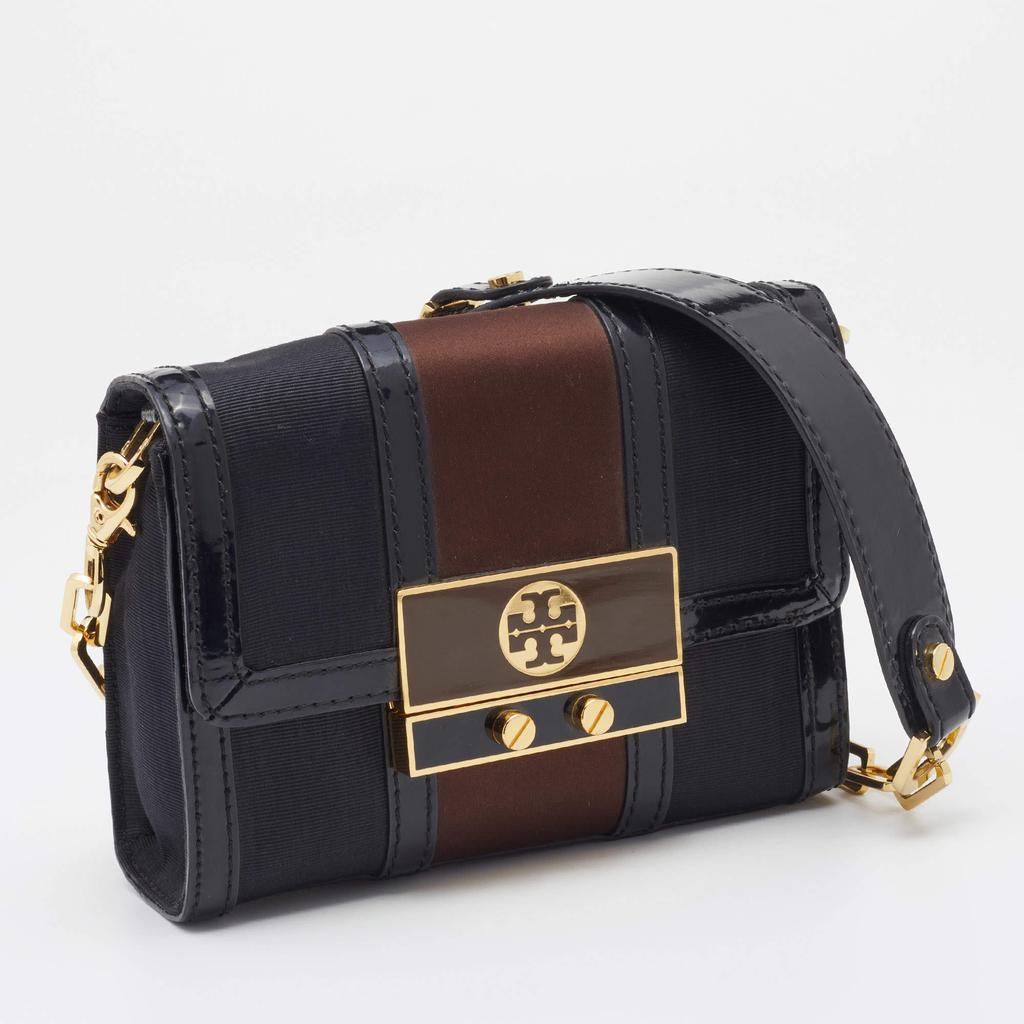 商品[二手商品] Tory Burch|Tory Burch Black/Brown Canvas And Leather Chain Clutch,价格¥1529,第5张图片详细描述