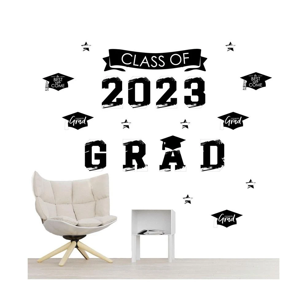 商品Big Dot of Happiness|Black & White Grad Best is Yet to Come Peel & Stick 2023 Vinyl Wall Decals 20 Ct,价格¥261,第1张图片