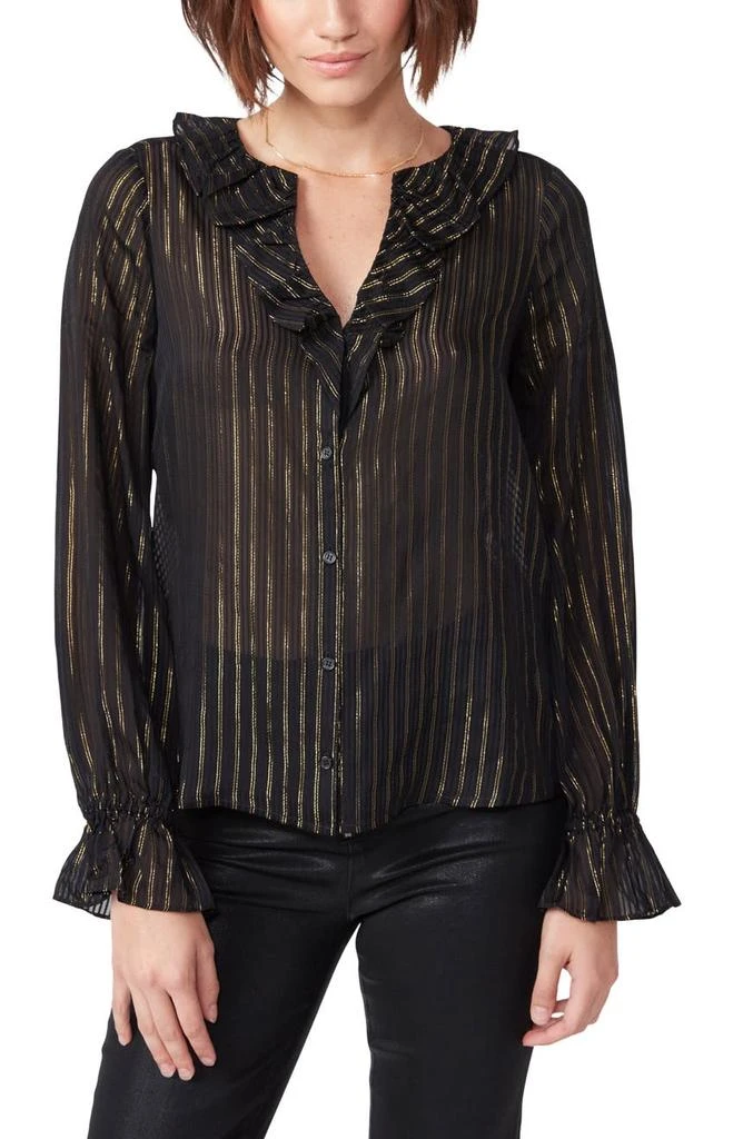 商品Paige|Stefania Metallic Stripe Blouse,价格¥369,第3张图片详细描述