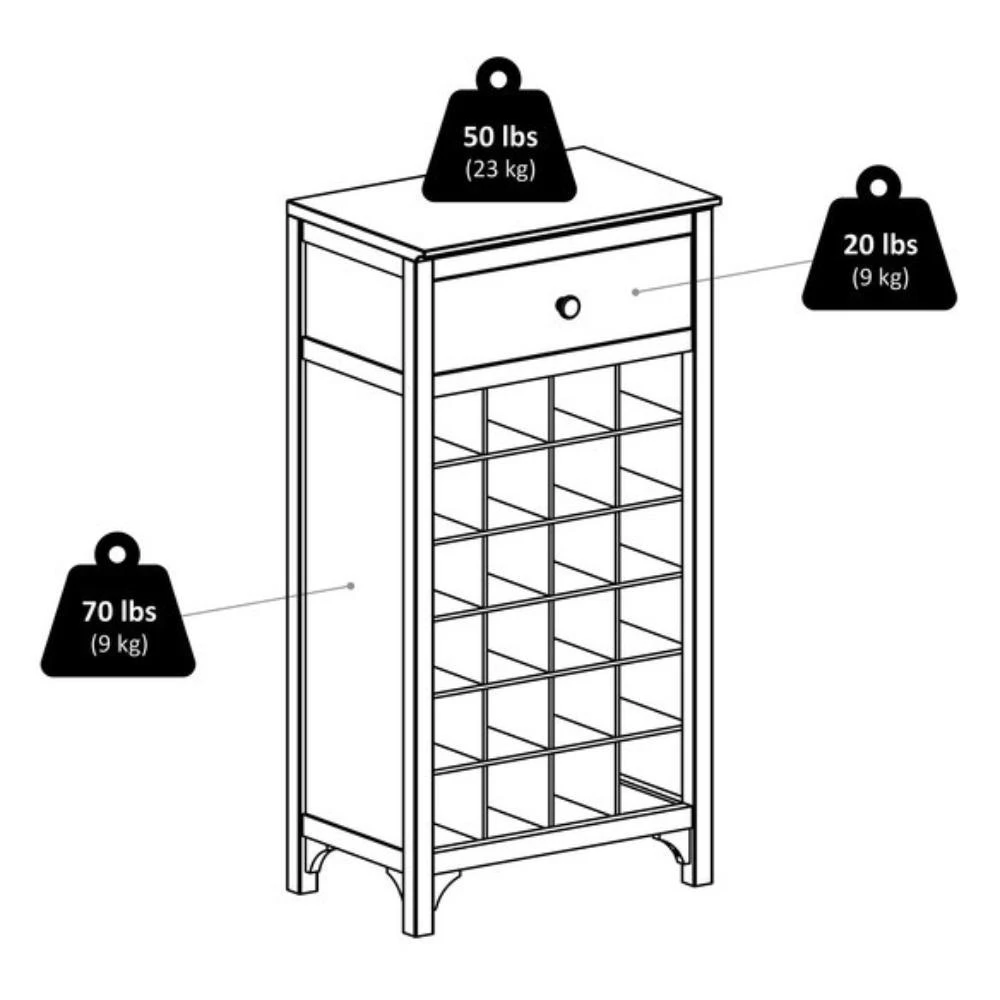 商品Hivvago|24-Bottle Wine Cabinet Espresso,价格¥1912,第5张图片详细描述