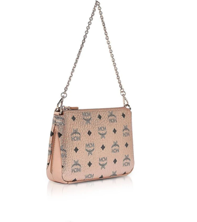 商品MCM|MCM Champagne Gold Visetos Medium Millie Top Zip Crossbody,价格¥3979,第2张图片详细描述