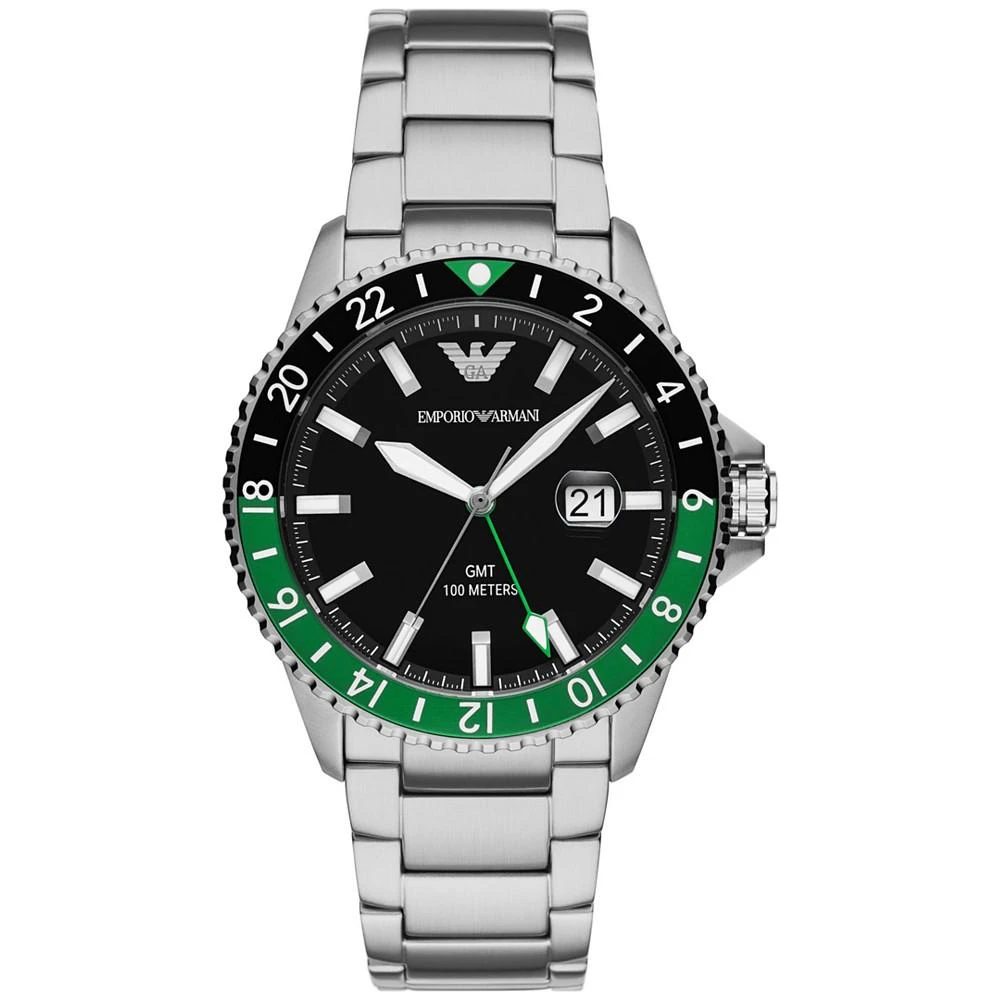 商品Emporio Armani|Men's GMT Dual Time Stainless Steel Bracelet Watch 42mm,价格¥2168,第1张图片