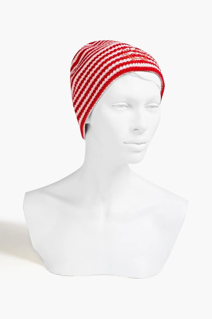 商品Ganni|Striped ribbed wool and cashmere-blend beanie,价格¥369,第2张图片详细描述