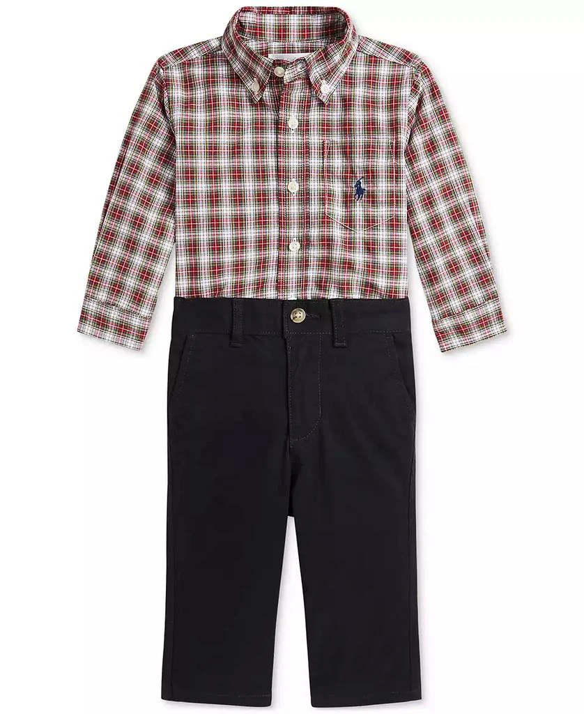 商品Ralph Lauren|Baby Boys Plaid Shirt & Pants, 2 Piece Set,价格¥419,第1张图片