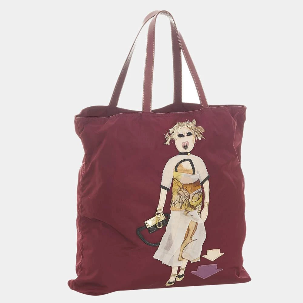 商品[二手商品] Prada|  Prada Burgundy Tessuto Robot Tote Bag,价格¥3088,第2张图片详细描述