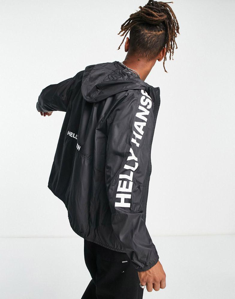 商品Helly Hansen|Helly Hansen active wind jacket with arm and back print in black,价格¥504,第1张图片