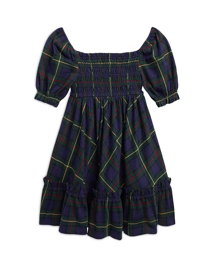 商品Ralph Lauren|Girls' Plaid Smocked Cotton Jersey Dress - Little Kid, Big Kid,价格¥358,第5张图片详细描述