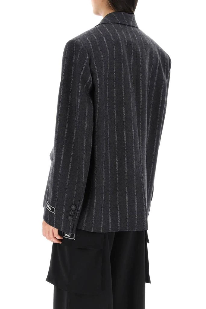 商品Versace|OVERSIZED STRIPED LOGO WOOL JACKET,价格¥12919,第4张图片详细描述