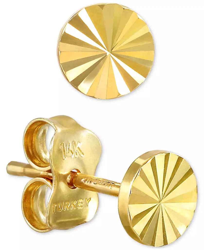 商品Macy's|Sun Ray Texture Round Disc Stud Earrings in 10k Gold,价格¥655,第1张图片