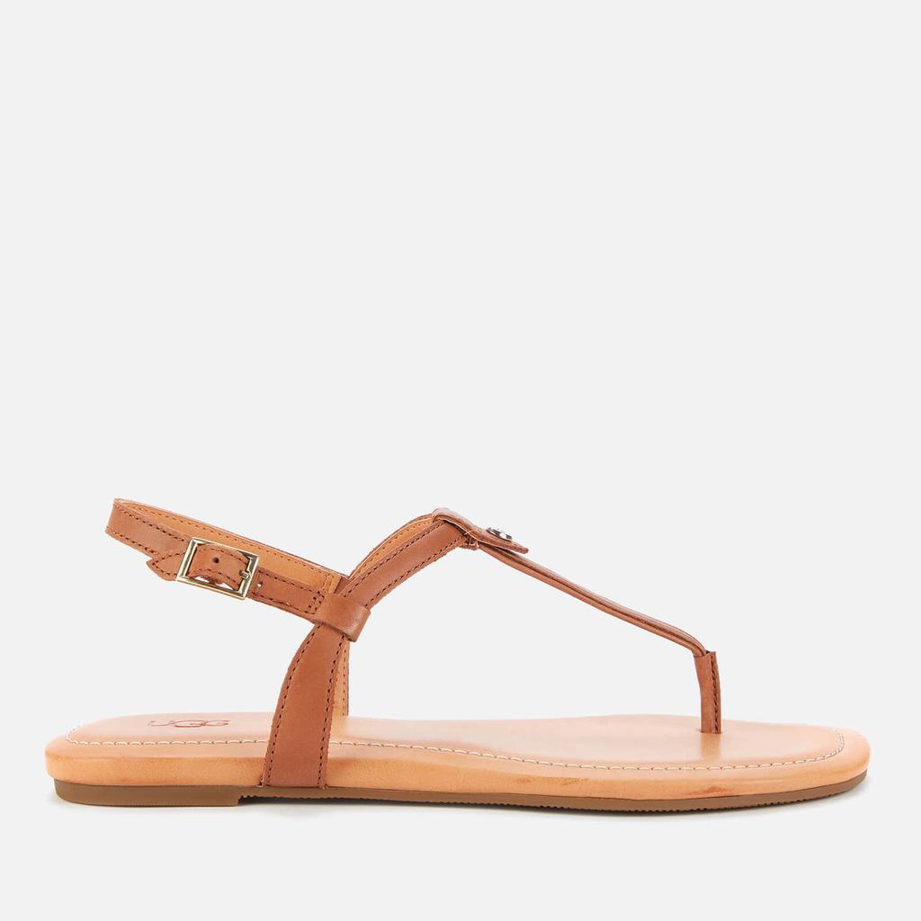 商品UGG|UGG Women's Madeena Leather Toe Post Sandals - Tan,价格¥503,第1张图片