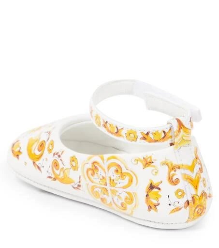 商品Dolce & Gabbana|婴幼儿 — 印花皮革芭蕾舞平底鞋,价格¥2335,第2张图片详细描述