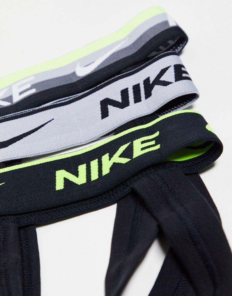 商品NIKE|Nike 3 pack jock straps in black with coloured waistbands,价格¥241,第6张图片详细描述
