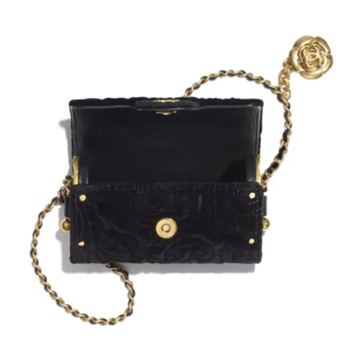 商品[国内直发] Chanel|香奈儿 金属珠宝链条 丝绒 卡套金币包钱包口盖包卡包 女款 黑色,价格¥24934,第6张图片详细描述