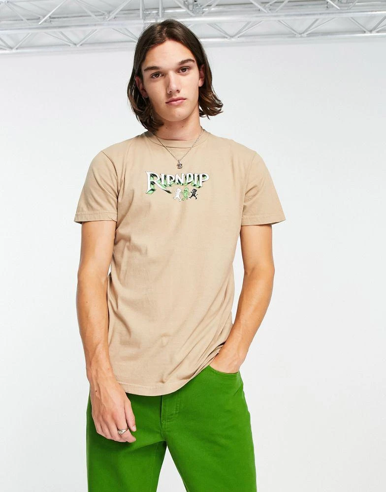 商品Rip N Dip|RIPNDIP t-shirt in beige with chest and back print,价格¥207,第3张图片详细描述