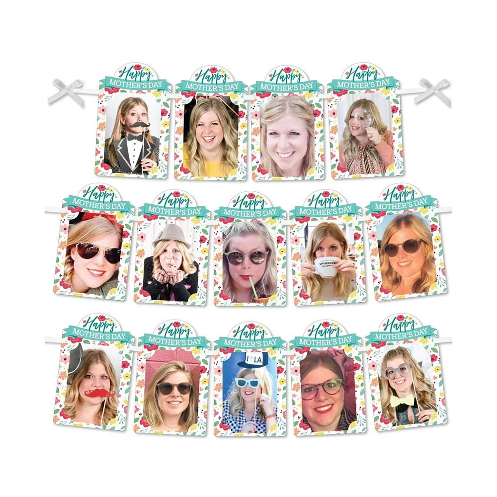 商品Big Dot of Happiness|Colorful Floral Happy Mother's Day DIY Party Decor Picture Display Photo Banner,价格¥119,第1张图片