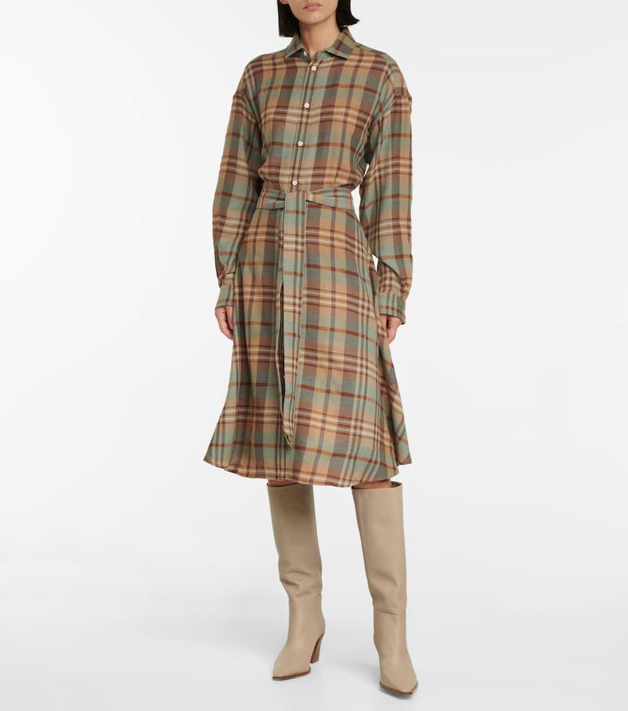 格纹羊毛衬衫式连衣裙商品第2张图片规格展示