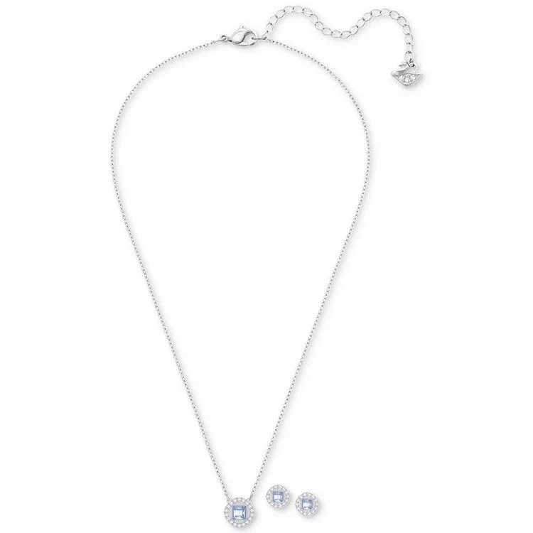 商品Swarovski|Silver-Tone Square Crystal Pendant Necklace & Stud Earrings Set,价格¥1115,第3张图片详细描述