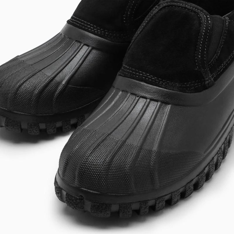 Black rubber and leather slip-ons 商品