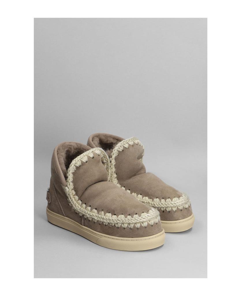 商品Mou|Eskimo Sneaker Low Heels Ankle Boots In Taupe Suede,价格¥1921,第4张图片详细描述
