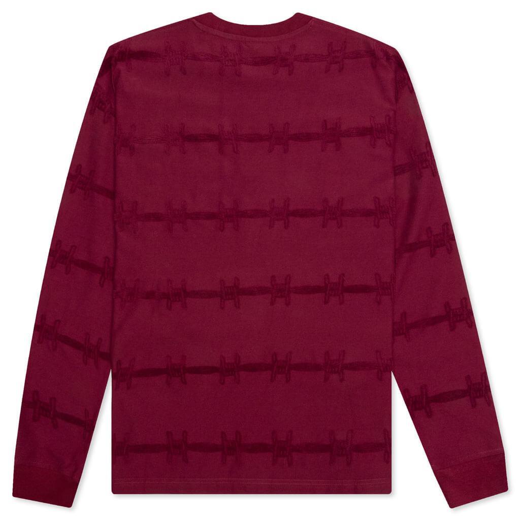 商品Brain Dead|Brain Dead Barbed Wire Burnout L/S Tee - Maroon,价格¥443,第4张图片详细描述