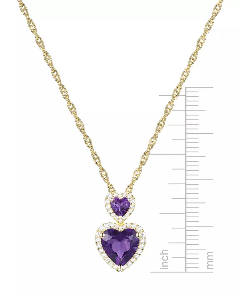 商品Macy's|Amethyst (1-7/8 ct. t.w.) & Lab-Grown White Sapphire Accent Double Heart Pendant Necklace in 14k Gold-Plated Sterling Silver,价格¥454,第3张图片详细描述