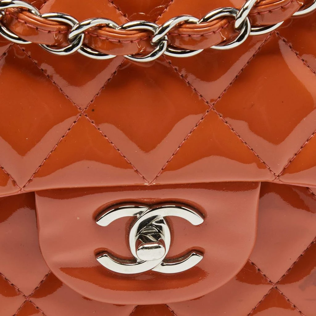 商品[二手商品] Chanel|Chanel Orange Quilted Patent Leather Jumbo Classic Double Flap Bag,价格¥27645,第5张图片详细描述