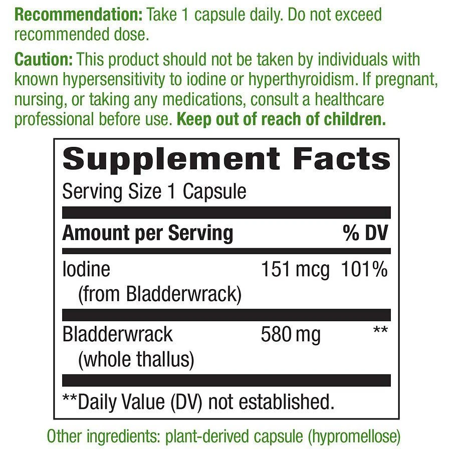 商品Nature's Way|Bladderwrack 580 mg Vegan Capsules,价格¥100,第4张图片详细描述