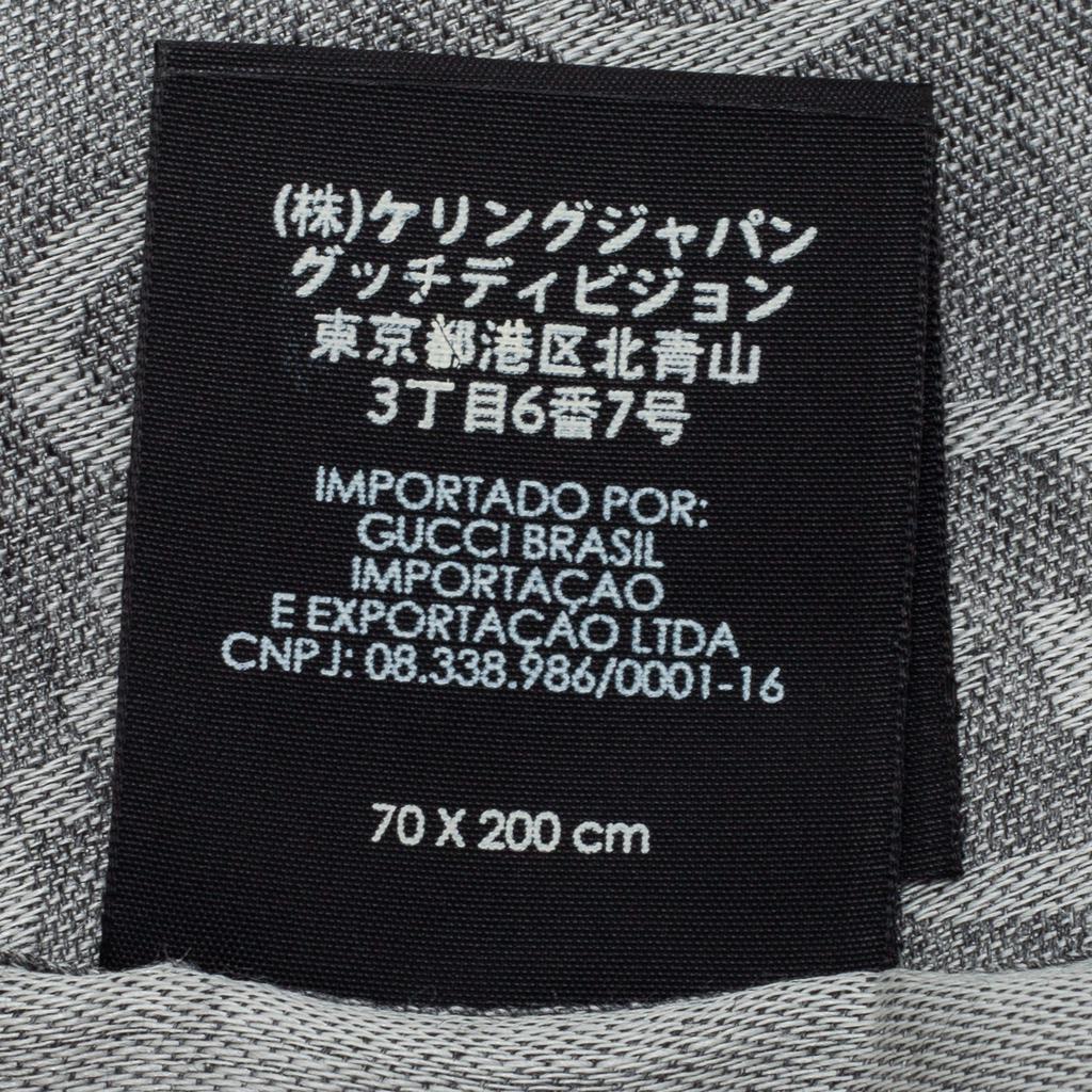 Gucci Grey GG Monogram Wool & Silk Fringed Scarf商品第6张图片规格展示