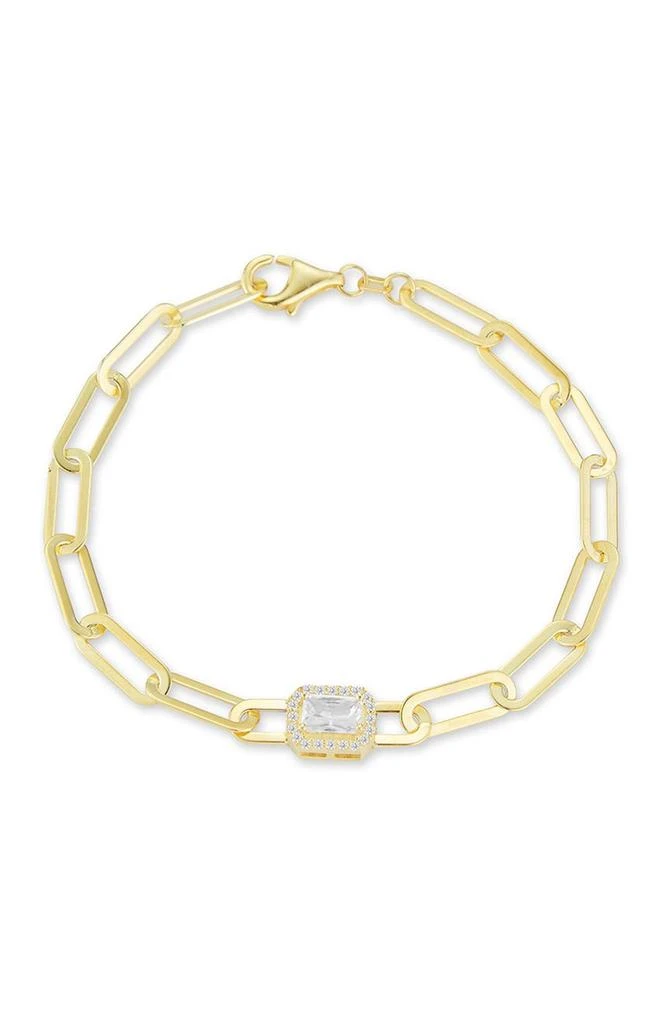 商品GLAZE JEWELRY|14K Gold Plated Sterling Silver CZ Pendant Bracelet,价格¥330,第1张图片