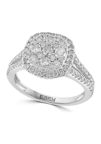 商品Effy|1 Ct. T.w. Diamond Cluster Ring In 14K White Gold,价格¥9145,第1张图片