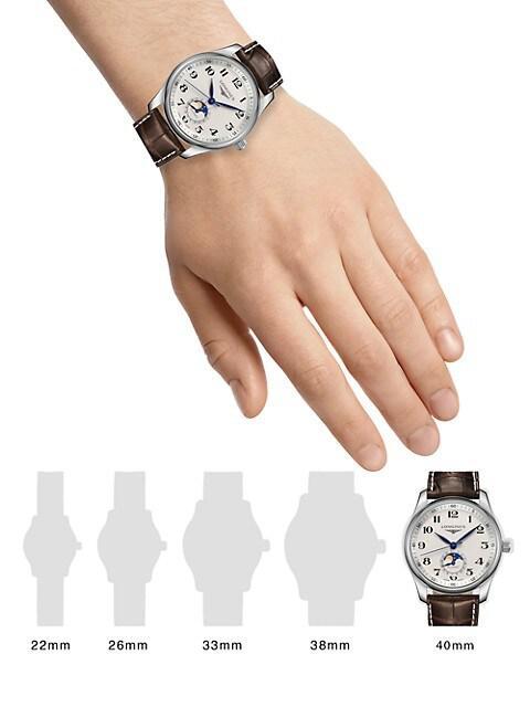 商品Longines|Master 40MM Stainless Steel & Alligator Strap Moon-Phase Watch,价格¥18753,第4张图片详细描述