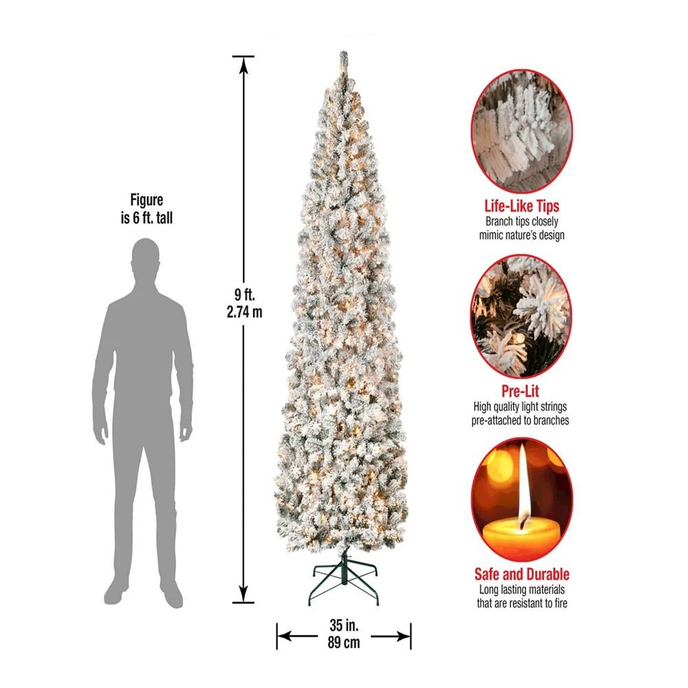 商品National Tree Company|First Traditions 9' Acacia Flocked Tree with Clear Lights,价格¥4097,第4张图片详细描述