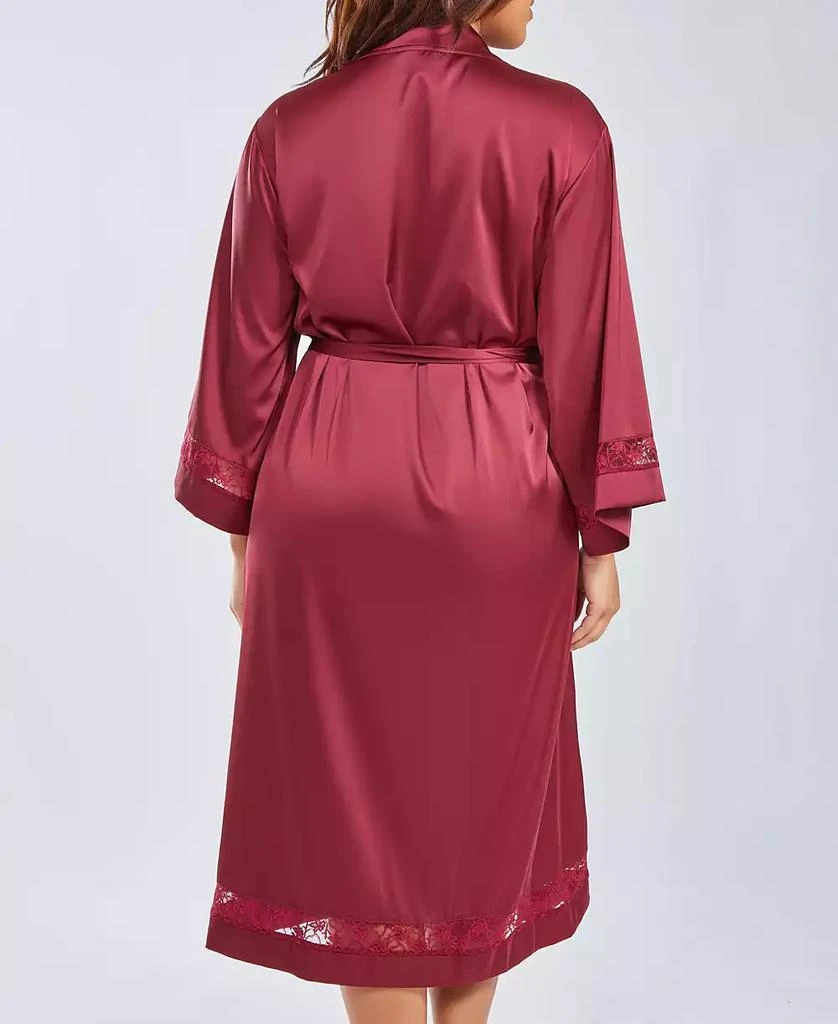 商品iCollection|Plus Size Silky Long Robe with Lace Trims,价格¥628,第2张图片详细描述