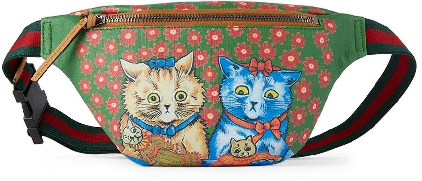 商品Gucci|Kids Green Cat Print Belt Bag,价格¥4141,第1张图片