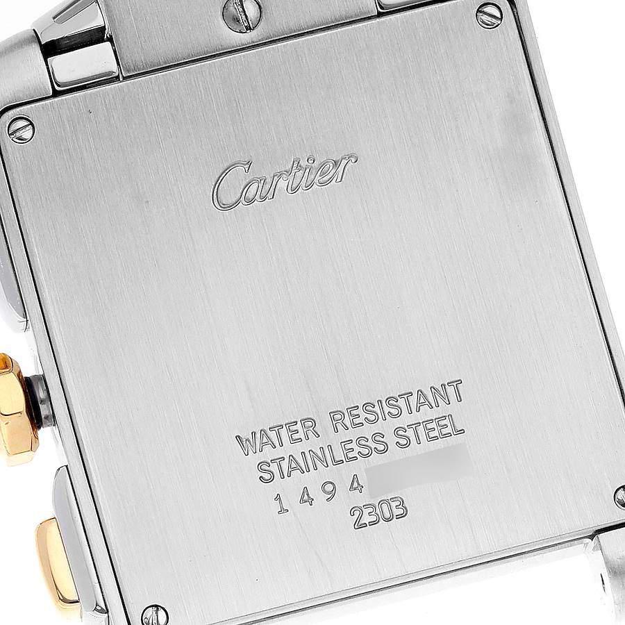 Cartier Silver 18k Yellow Gold And Stainless Steel Tank Francaise W51004Q4 Quartz Men's Wristwatch 28 mm商品第5张图片规格展示
