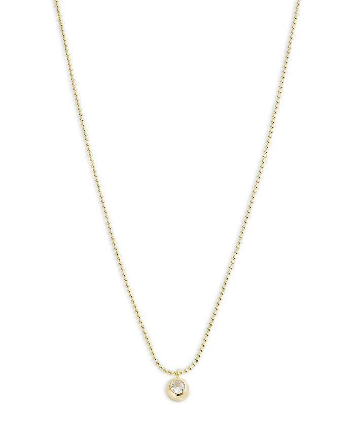 商品Argento Vivo|Cubic Zirconia Bezel Pendant Necklace in 18K Gold Plated Sterling Silver, 16"-18",价格¥439,第1张图片详细描述