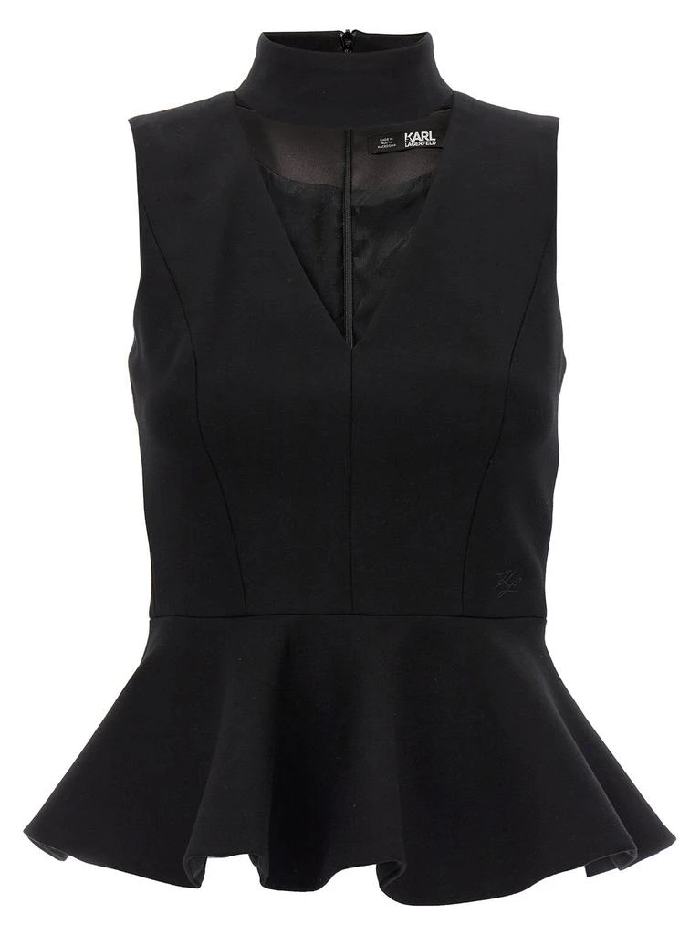 商品Karl Lagerfeld Paris|Karl Lagerfeld Cut-Out Peplum Top,价格¥1496,第1张图片