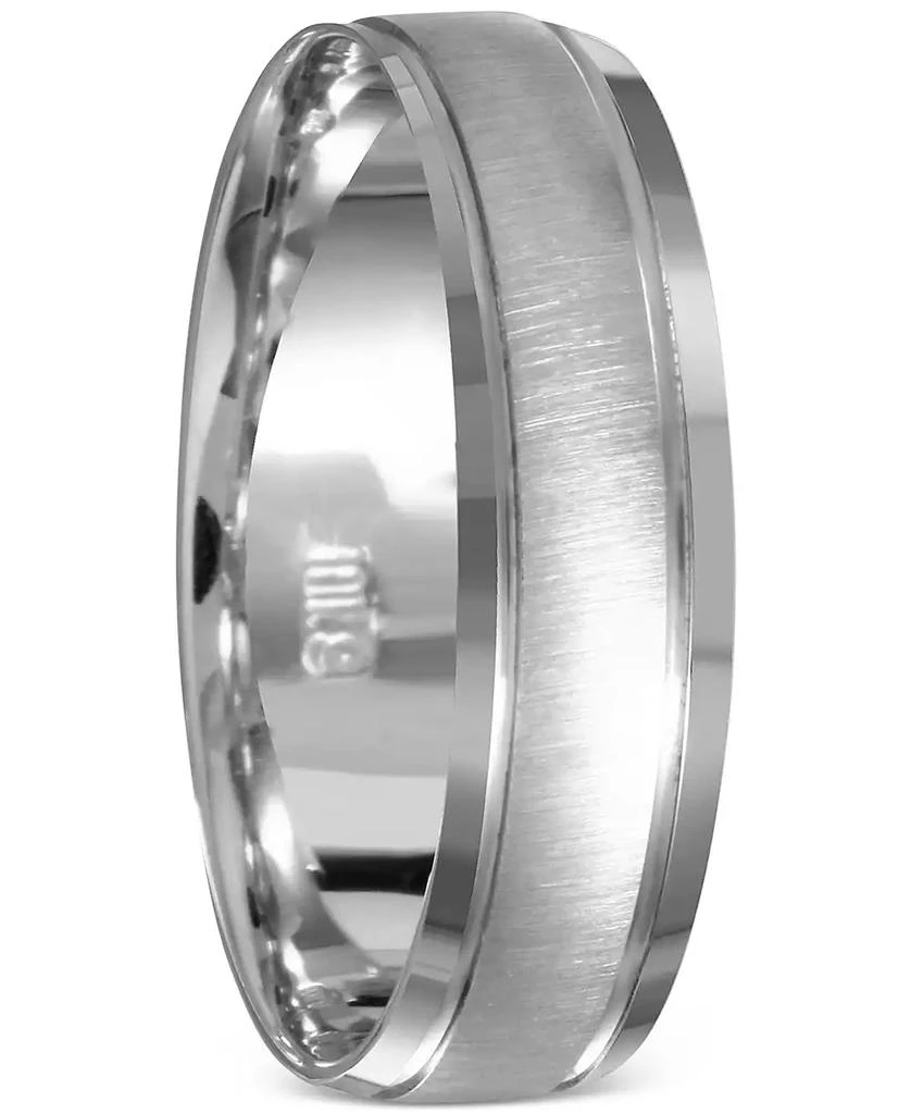 商品Macy's|Men's Beveled Edge Satin Finish Comfort Fit Wedding Band in 14k White Gold,价格¥8241,第2张图片详细描述