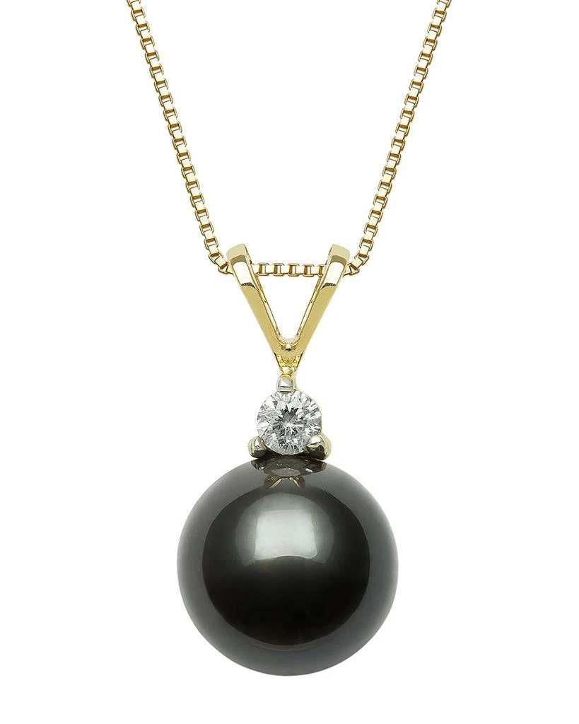Tahitian Black Cultured Pearl & Diamond Pendant Necklace in 14K Yellow Gold, 18" - 100% Exclusive 商品