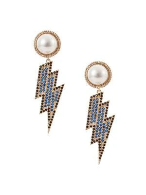 商品Eye Candy LA|Luxe 18K Goldplated & Crystal Bolt Drop Earrings,价格¥543,第1张图片