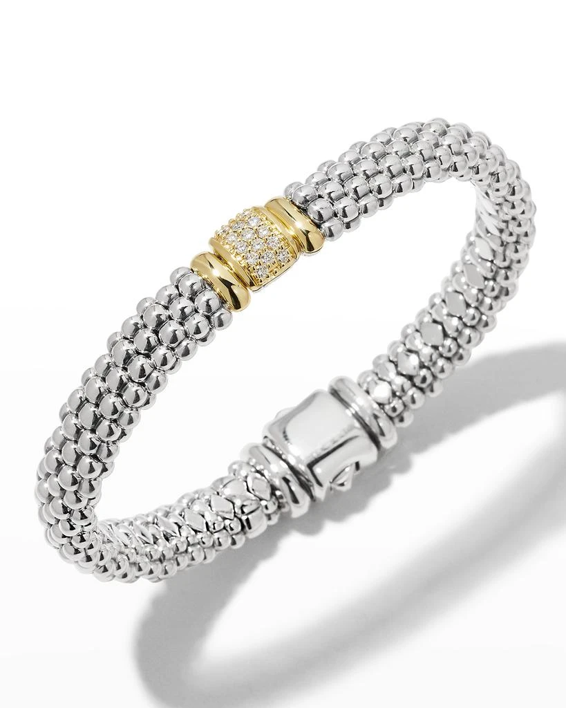 商品LAGOS|Silver Caviar Bracelet with 18k Gold, 9mm,价格¥12493,第3张图片详细描述