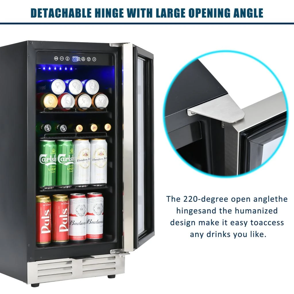 商品Simplie Fun|Built-in and Freestanding 15" Mini Beverage Refrigerator/Wine Cabinet,价格¥6981,第2张图片详细描述