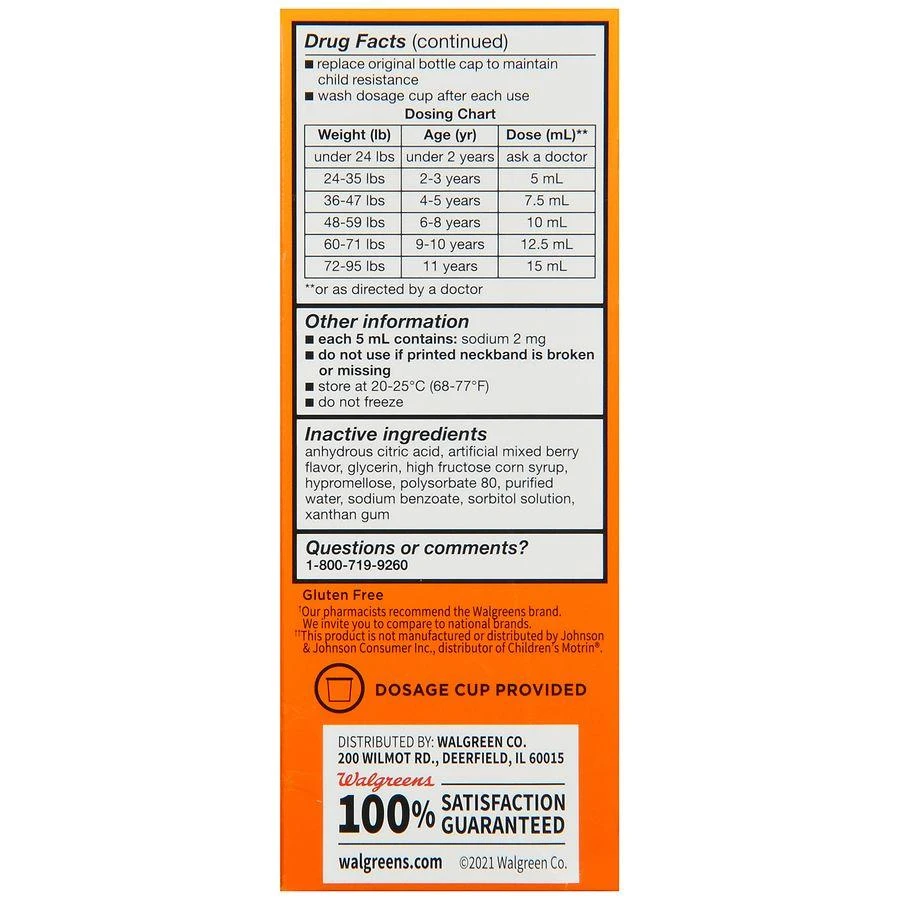 商品Walgreens|Children's Dye-Free Ibuprofen 100 Oral Suspension Berry,价格¥90,第4张图片详细描述