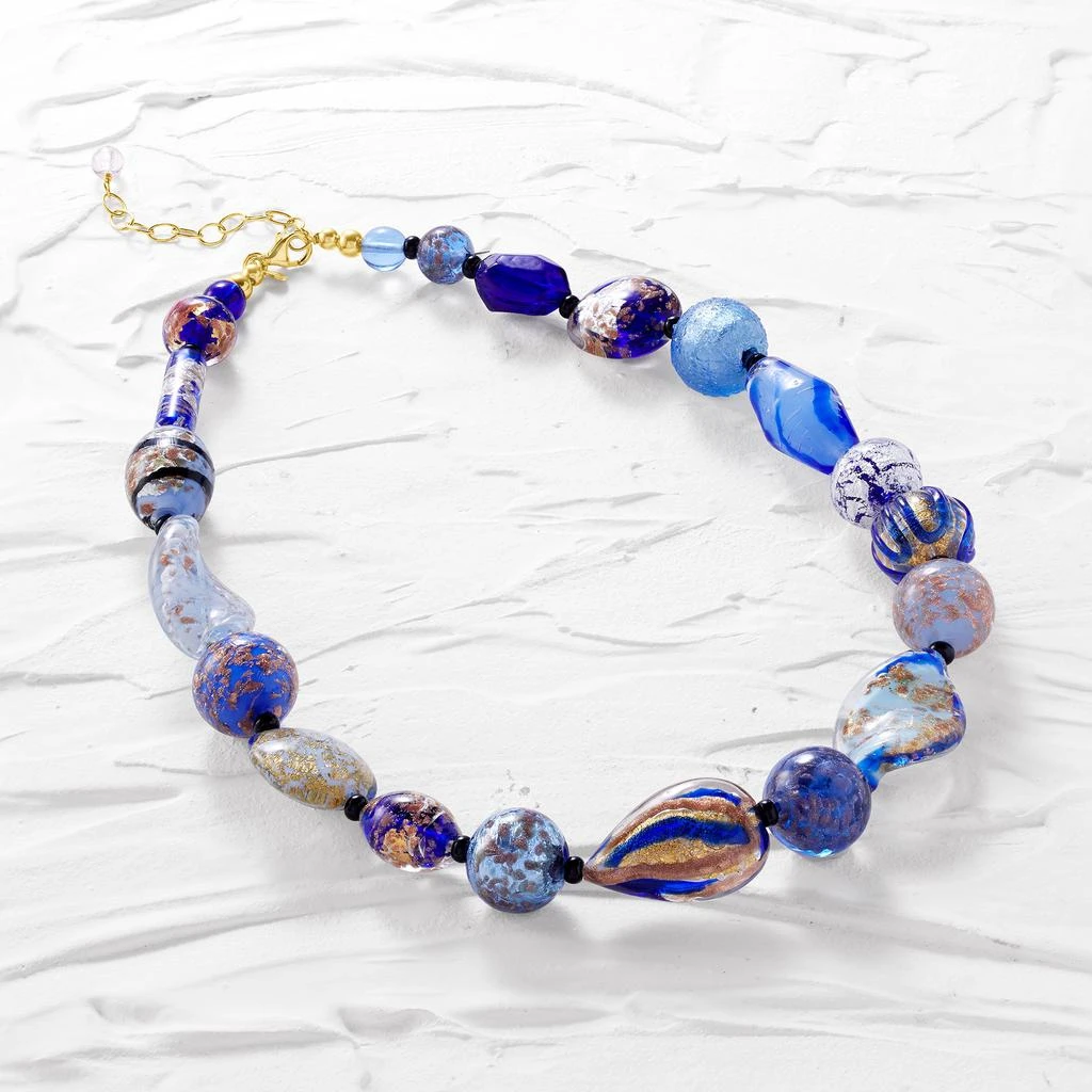 Ross-Simons Italian Blue Murano Glass Bead Necklace in 18kt Gold Over Sterling 商品