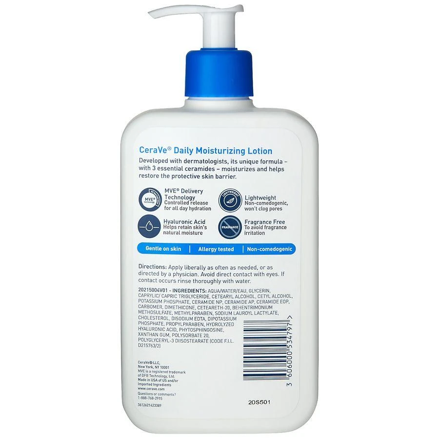 商品CeraVe|Moisturizing Lotion with Hyaluronic Acid for Normal to Dry Skin Fragrance-Free,价格¥168,第2张图片详细描述