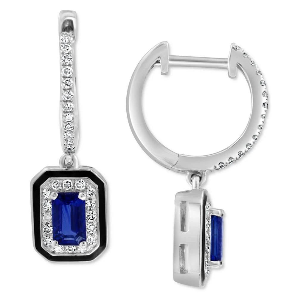 商品Effy|EFFY® Sapphire (3/4 ct. t.w.) & Diamond (1/4 ct. t.w.) Dangle Hoop Earrings in 14k White Gold,价格¥7530,第1张图片