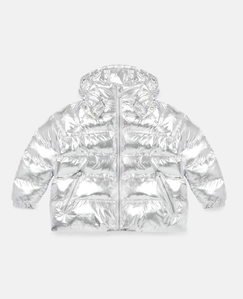 Stella McCartney - Metallic Silver Puffer Jacket, Woman, Silver, Size: 2商品第1张图片规格展示