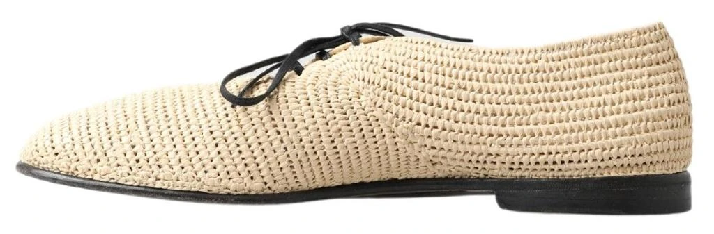 商品Dolce & Gabbana|Dolce & gabbana Beige Woven Lace Up Casual Derby Shoes,价格¥3318,第2张图片详细描述