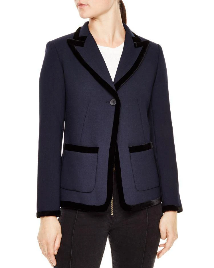 商品Sandro|Velvet-Trimmed Blazer,价格¥1925,第1张图片