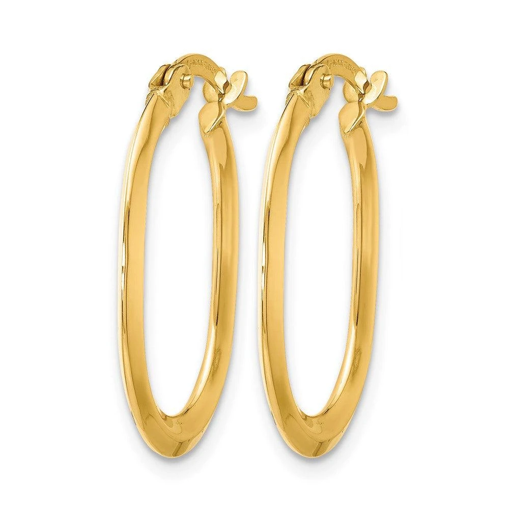 商品Diamond2Deal|14K Yellow Gold Oval Hinged Hoop Earrings,价格¥3097,第2张图片详细描述